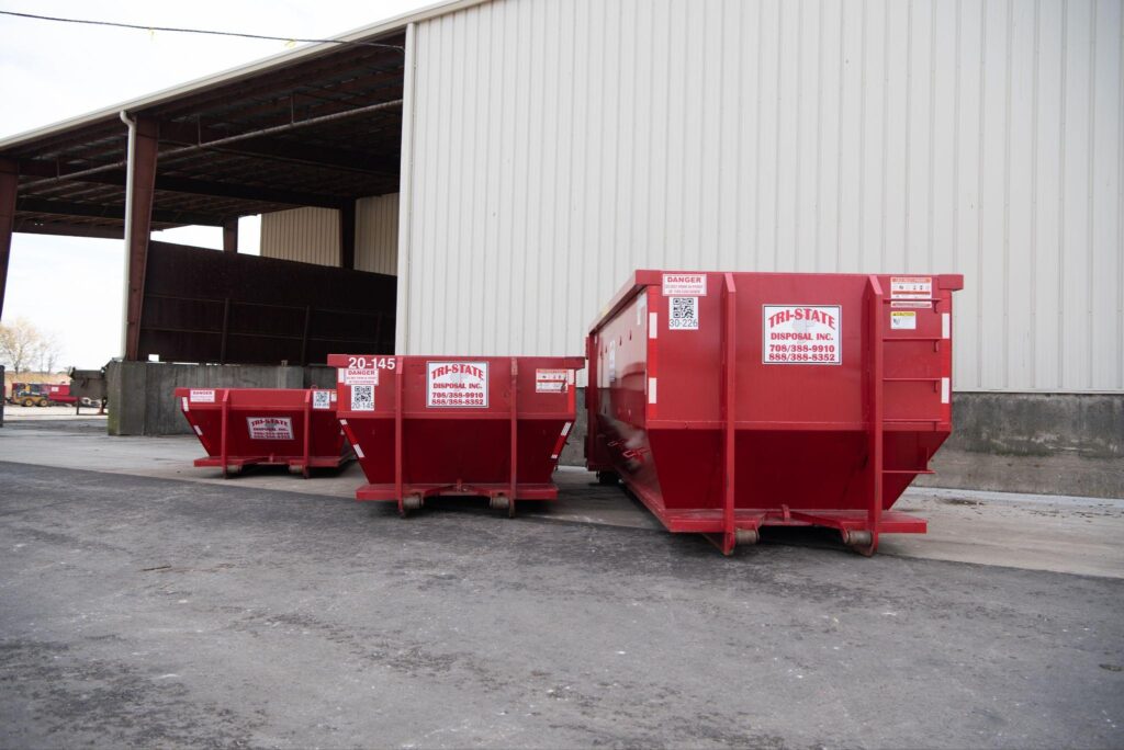 Three different dumpster sizes from Tri-State Disposal.